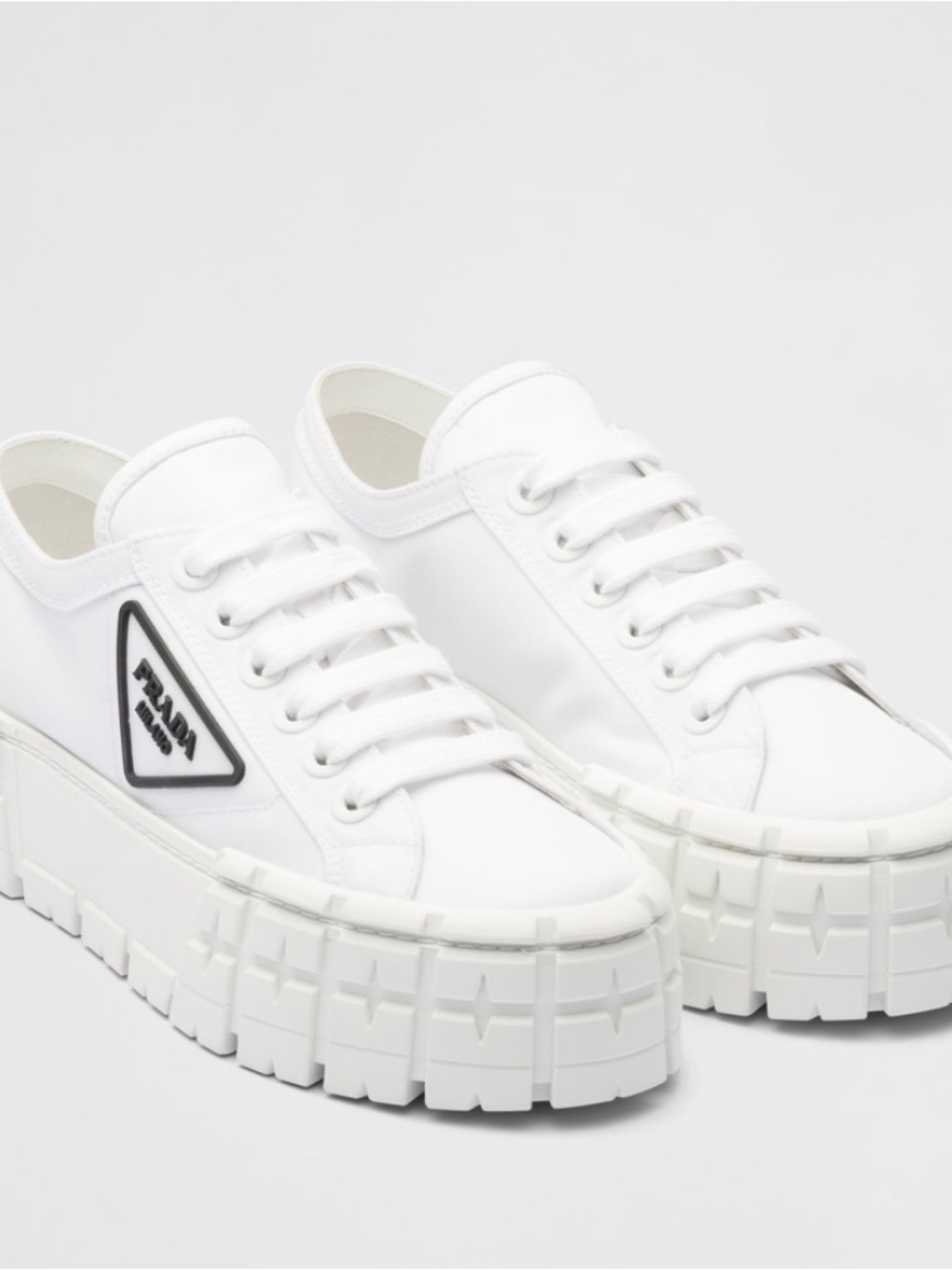 Prada White Platform Lace-Up Sneakers